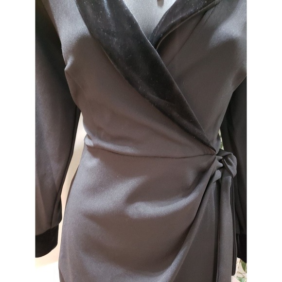 Velvet Fleur Women's Black Polyester V-Neck Long Sleeve Knee Length Dress Size 4 - Picture 3 of 14